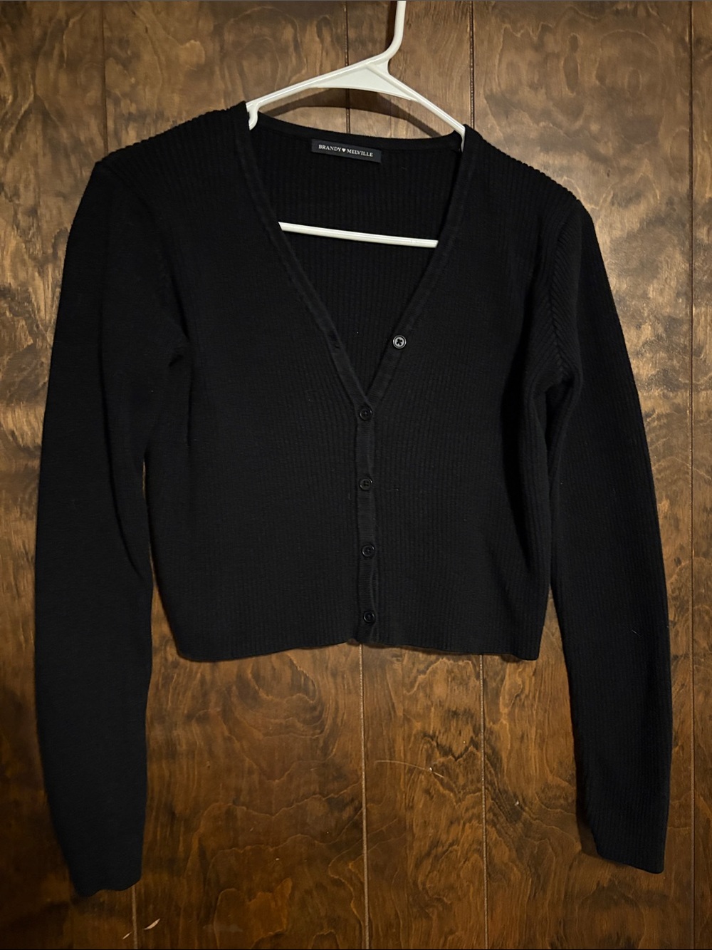 Brandy Melville Black Ribbed V-Neck Cardigan